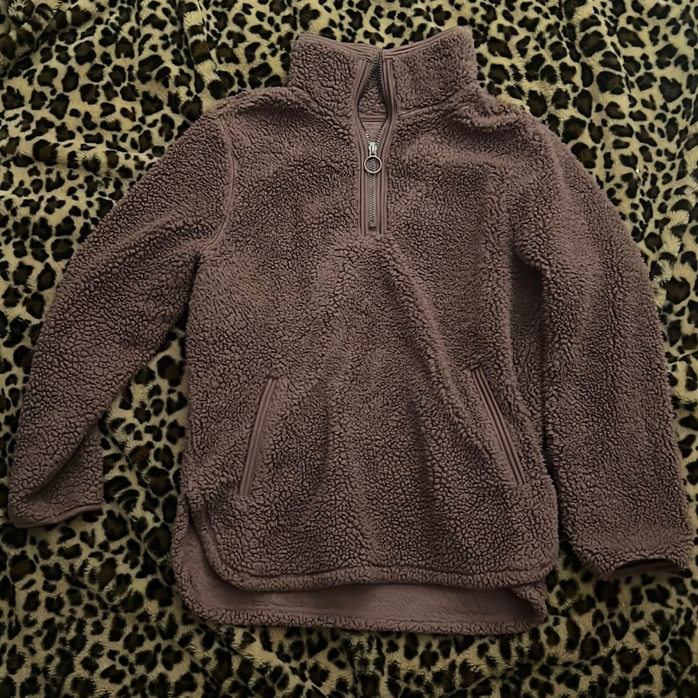 Plum Sherpa Pullover Jacket